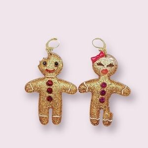 Betsey Johnson Gingerbread Couple Holiday Earrings
